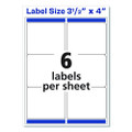 White Shipping Labels-bulk Packs, Inkjet/laser Printers, 3.33 X 4, White, 6/sheet, 250 Sheets/box