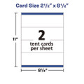 Medium Embossed Tent Cards, White, 2.5 X 8.5, 2 Cards/sheet, 50 Sheets/box