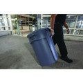 Round Brute Container, Plastic, 10 Gal, Gray