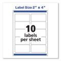 Shipping Labels W/ Trueblock Technology, Laser Printers, 2 X 4, White, 10/sheet, 100 Sheets/box