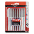 Vision Needle Roller Ball Pen, Stick, Fine 0.7 Mm, Assorted Ink Colors, Silver Barrel, 8/pack
