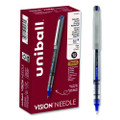 Vision Needle Roller Ball Pen, Stick, Fine 0.7 Mm, Blue Ink, Silver Barrel, Dozen
