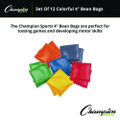 Bean Bag Set, Vinyl, 4", Assorted Colors, 12/box
