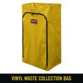 Zippered Vinyl Cleaning Cart Bag, 24 Gal, , 17.25" X 30.5", Yellow