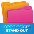 Glow File Folders, 1/3-cut Tabs: Assorted, Letter Size, 0.75" Expansion, Assorted Colors, 24/pack
