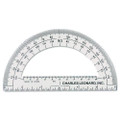 Open Center Protractor, Plastic, 6" Ruler Edge, Clear, Dozen