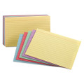 Ruled Index Cards, 3 X 5, Blue/violet/canary/green/cherry, 100/pack