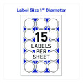 Printable Mailing Seals, 1" Dia., White, 15/sheet, 40 Sheets/pack, (5247)