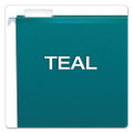 Colored Reinforced Hanging Folders, Letter Size, 1/5-cut Tab, Teal, 25/box