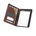 Contrast Stitch Leather Padfolio, 6 1/4w X 8 3/4h, Open Style, Brown