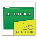 Extra Capacity Reinforced Hanging File Folders With Box Bottom, Letter Size, 1/5-cut Tab, Bright Green, 25/box