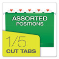 Extra Capacity Reinforced Hanging File Folders With Box Bottom, Letter Size, 1/5-cut Tab, Bright Green, 25/box
