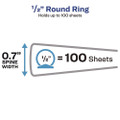 Flexible View Binder With Round Rings, 3 Rings, 0.5" Capacity, 11 X 8.5, Blue