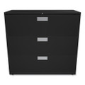 Brigade 600 Series Lateral File, 3 Legal/letter-size File Drawers, Black, 42" X 18" X 39.13"