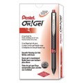 Oh! Gel Pen, Retractable, Medium 0.7 Mm, Red Ink, Black Barrel, Dozen