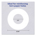 Dispenser Pack Hole Reinforcements, 1/4" Dia, White, 200/pack, (5729)