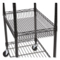 Three-tier Wire Cart With Basket, 28w X 16d X 39h, Black Anthracite