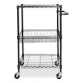 Three-tier Wire Cart With Basket, 28w X 16d X 39h, Black Anthracite