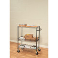 Three-tier Wire Cart With Basket, 34w X 18d X 40h, Black Anthracite