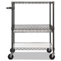 Three-tier Wire Cart With Basket, 34w X 18d X 40h, Black Anthracite