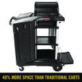 Executive High Security Janitorial Cleaning Cart, 23.1w X 39.6d X 27.5h, Black
