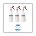 Trigger Spray Bottle, 32 Oz, Clear/red, Hdpe, 3/pack