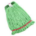 Web Foot Wet Mop Heads, Shrinkless, Cotton/synthetic, Green, Medium