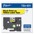 Tze Standard Adhesive Laminated Labeling Tape, 0.47" X 26.2 Ft, Black On Yellow
