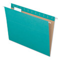 Colored Hanging Folders, Letter Size, 1/5-cut Tab, Aqua, 25/box