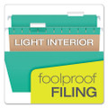 Colored Hanging Folders, Letter Size, 1/5-cut Tab, Aqua, 25/box