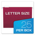 Colored Hanging Folders, Letter Size, 1/5-cut Tab, Burgundy, 25/box