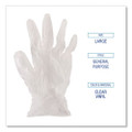 General Purpose Vinyl Gloves, Powder/latex-free, 2 3/5 Mil, Large, Clear, 100/box