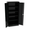 Space Saver Storage Cabinet, Four Fixed Shelves, 30w X 15d X 66h, Black Space Saver Storage Cabinet, Four Fixed Shelves, 30w X 15d X 66h, Black