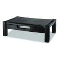 Wide Deluxe Two-level Monitor Stand With Drawer, 20" X 13.25" X 3" To 6.5", Black, Supports 50 Lbs