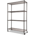 Nsf Certified 4-shelf Wire Shelving Kit With Casters, 48w X 18d X 72h, Black Nsf Certified 4-shelf Wire Shelving Kit With Casters, 48w X 18d X 72h, Black
