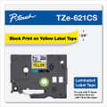 Tze Laminated Removable Label Tapes, 0.35" X 26.2 Ft, Black On Yellow