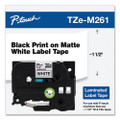 Tze Standard Adhesive Laminated Labeling Tape, 1.4" X 26.2 Ft, Black On Matte White Tze Standard Adhesive Laminated Labeling Tape, 1.4" X 26.2 Ft, Black On Matte White