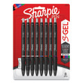 S-gel High-performance Gel Pen, Retractable, Medium 0.7 Mm, Five Assorted Ink Colors, Black Barrel, 8/pack