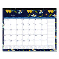 Spring Monthly Academic Desk Pad Calendar, Flora Artwork, 22 X 17, Black Binding, 18-month (july To Dec): 2022 To 2023