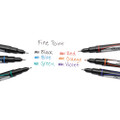 Water-resistant Ink Porous Point Pen, Stick, Fine 0.4 Mm, Blue Ink, Black/gray/blue Barrel, Dozen