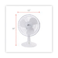 12" 3-speed Oscillating Desk Fan, Plastic, White