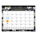 Baccara Dark Desk Pad, Baccara Dark Floral Artwork, 22 X 17, White/black Sheets, Black Binding, Clear Corners, 2022