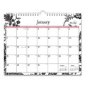 Analeis Wall Calendar, Analeis Floral Artwork, 11 X 8.75, White/black/salmon Sheets, 12-month (jan To Dec): 2022