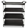 Open Sided Utility Cart, Four-shelf, 40.63w X 20d X 51h, Black Open Sided Utility Cart, Four-shelf, 40.63w X 20d X 51h, Black
