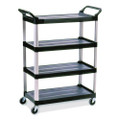 Open Sided Utility Cart, Four-shelf, 40.63w X 20d X 51h, Black