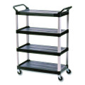 Open Sided Utility Cart, Four-shelf, 40.63w X 20d X 51h, Black