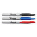 Retractable Permanent Marker, Fine Bullet Tip, Assorted Colors, 3/set