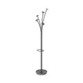 Festival Coat Stand With Umbrella Holder, 5 Knobs, 14w X 14d X 73.67h, Black - VISABAPMFTN Festival Coat Stand With Umbrella Holder, 5 Knobs, 14w X 14d X 73.67h, Black - VISABAPMFTN