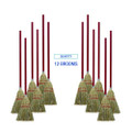 Corn/fiber Brooms, Corn/synthetic Fiber Bristles, 36" Overall Length, Gray/natural, 12/carton