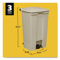 Step-on Receptacle With Wheels, Rectangular, Polyethylene, 23 Gal, Beige